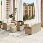 vidaXL 8-delat Trädgårdsoffset med Kuddar Beige Poly Rattan Akacia