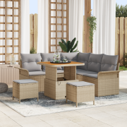vidaXL 8-delars trädgårdsoffaset med kuddar beige polyroting akacia