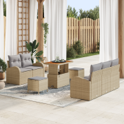vidaXL 8-delat trädgårdsoffaset med kuddar Beige Polyrotting Akacia