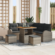 vidaXL 8 Delar TrädgårdsoffSet med Kuddar Grå Poly Rattan Akacia, vida...