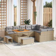 vidaXL 12-delars Trädgårdsoff Set med Kuddar Beige Poly Rattan Akaciat...