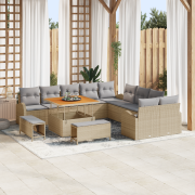 vidaXL 13-delat trädgårdsofaset med kuddar Beige Polyrotting Akacia