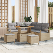 vidaXL 8-delat trädgårdsoffaset med kuddar Beige Poly Rottings-Akacia