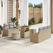 vidaXL 8-delars trädgårdsoffmöblemang med kuddar beige poly rattan aka...