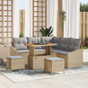 vidaXL 8-delat trädgårdsoffset med kuddar Beige Poly Rattan Akacia