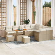 vidaXL 12-delars trädgårdsoff set med kuddar beige poly rattan akacia,...