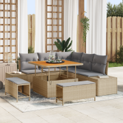 vidaXL 8-delat Trädgårdsoffset med Kuddar Beige Poly Rattan Akacia