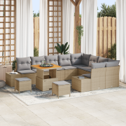 vidaXL 12-delad Trädgårdsofa med Kuddar Beige Poly Rattan Akacia