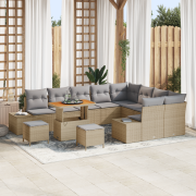 vidaXL 12-delat trädgårdsoff-set med kuddar Beige Poly Rattan Akacia