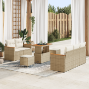 vidaXL 8-delad trädgårdsoffaset med kuddar beige, vidaXL 3-delad trädg...