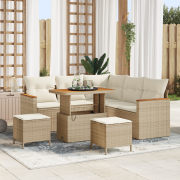 vidaXL 8-delat Trädgårdsoffaset med Dynor Beige Poly Rattan Akacia