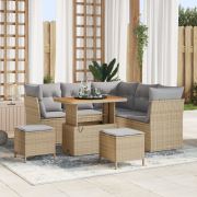 vidaXL 8-delat trädgårdsoffaset med kuddar beige poly rattan akacia