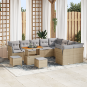 vidaXL 12-delad trädgårdsoffset med kuddar beige poly rattan akacia