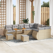 vidaXL 12-delars trädgårdsoffaset med kuddar Beige Poly Rattan Akacia