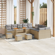 vidaXL 14-delat Trädgårdsoffset med Kuddar Beige Poly Rattan Akacia
