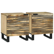 vidaXL Sängbord - 2 st, 40x33.5x46 cm, i massiv mangoträ.