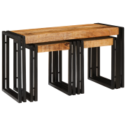 vidaXL Set med 3 Nesting Tables – Massivt Mangoträ