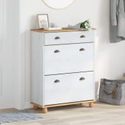 vidaXL Skåp för skor ASKIM Vit 85x35x108 cm Massivt tall