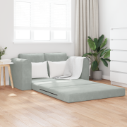 vidaXL Golvsoffa 2-i-1 Ljusgrå 148x71x83 cm Sammet