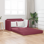vidaXL Golvsoffa Säng 2-i-1 Vinröd 124x71x78 cm Tyg