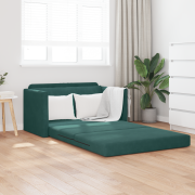 vidaXL Golvssoffa 2-i-1 Mörkgrön 124x204x61 cm Sammet