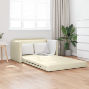vidaXL Golvsoffa Säng 2-i-1 Gräddvit 124x71x78 cm Konstläder