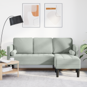vidaXL 3-sitssoffa med chaise L-formad ljusgrå 160 cm sammet