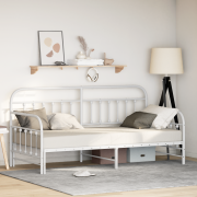 vidaXL Sängram med utdragbar säng, vit 107x203 cm i stål