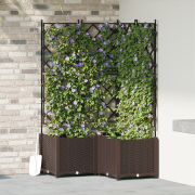 vidaXL Trädgårdsplanterare med Spaljé 3 st Brun 80x80x143 cm