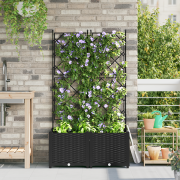 vidaXL Trädgårdsplanterare med trellis 2 st Svart 80x40x143 cm