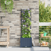 vidaXL Trädgårdsplanterare med trellis Grå 40 x 40 x 143 cm PP