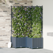 vidaXL Trädgårdsplanterare med trellis 3 pcs Grå 80 x 80 x 143 cm PP