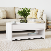 vidaXL Kaffeebord "DRAMMEN" Vit 99x55x45 cm Massiv Trä Furu