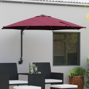 vidaXL Väggmonterad Trädgårdsparasol med LEDs Bordeaux Röd 248 cm