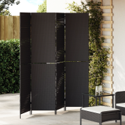 vidaXL Rumsavdelare 4 Paneler Fällbar Svart 195x180 cm Poly Rattan