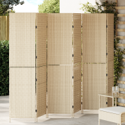 vidaXL Rumsdelare 6 Paneler Fällbar Beige 294x180 cm Poly Rattan