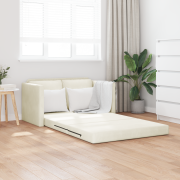 vidaXL Loveseat 2-Sits Kräm Tyg, Trä 2-Sits Platser för många