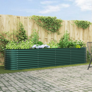 vidaXL Trädgårdsodlingslåda Grön 400x80x81 cm i Galvaniserat Stål