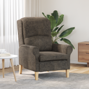 vidaXL Samtida fåtölj Mörkgrå Tyg och trä Standard Ergonomisk Fåtölj
