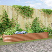 vidaXL Höjd trädgårdsbädd brun med trälook 320x80x44 cm stål