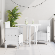 vidaXL Trädgårdsstolar med Dynor 2 st Vit Poly Rattan