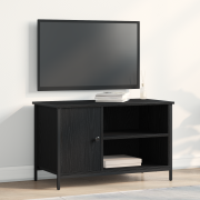vidaXL TV-bänk svart ek 80x40x50 cm konstruerat trä och stål