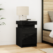 vidaXL Sängbord med LED-lampor svart ek 35x39x55 cm
