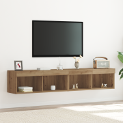 vidaXL TV-väggskåp med LED-lampor 2 st artisan ek 80x30x30 cm
