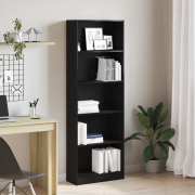 vidaXL Svart Ek Bokhylla - 60x24x176 cm