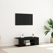 vidaXL TV-skåp med LED -remsljus Svart 90 x 39 x 30 cm Konstruerat trä