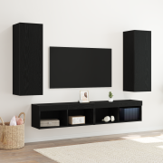 vidaXL Väggmonterad TV-hylla 2 st Svart Ek 30,5x30x90 cm Konstruerat t...