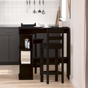 vidaXL Barbord med förvaringshylla svart ek 100x50x101.5 cm