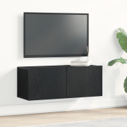 vidaXL TV Vägghyllor (Set av 2) - Svart Ek, 80x30x30 cm, Tillverkad av...