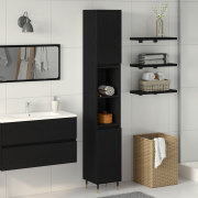 vidaXL Badrumsskåp svart ek 30x30x190 cm konstruerad trä